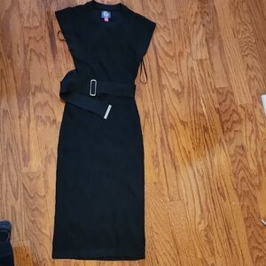 Vince Camuto Black Midi Dress with Belt